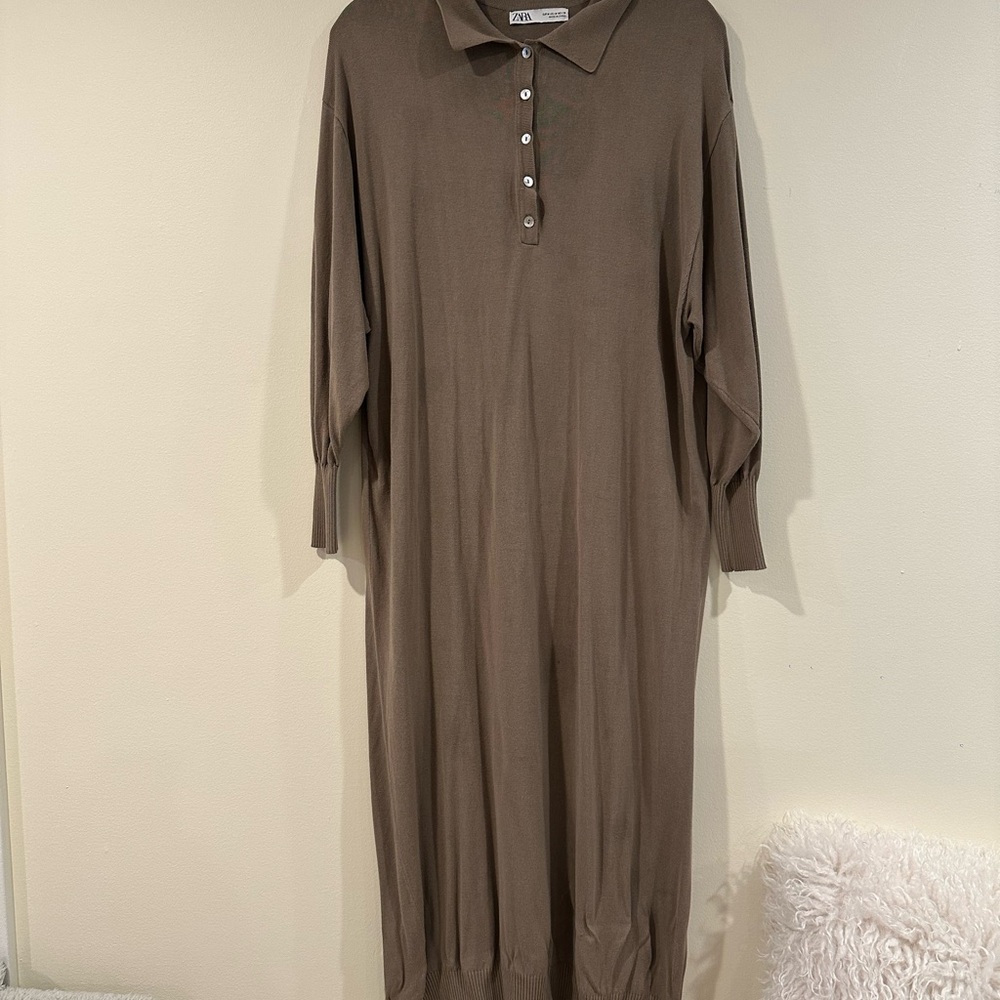 Zara Brown Long Sleeve Dress